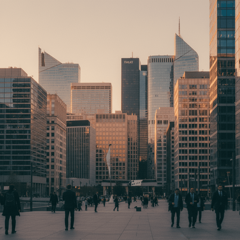 Vue du quartier d'affaires parisien en architecture moderne