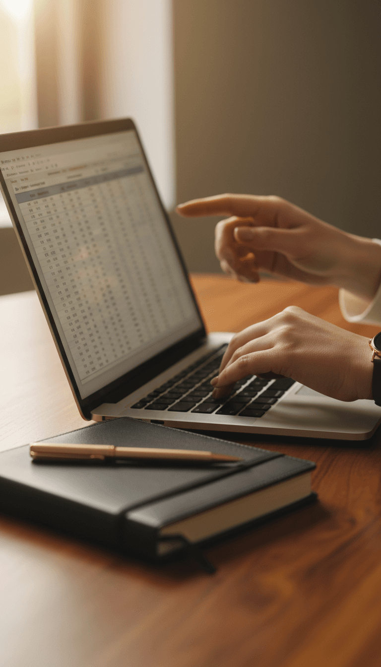 Consultant analysant des données financières sur un ordinateur portable